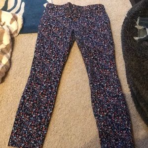 Floral print skinny ankle pants